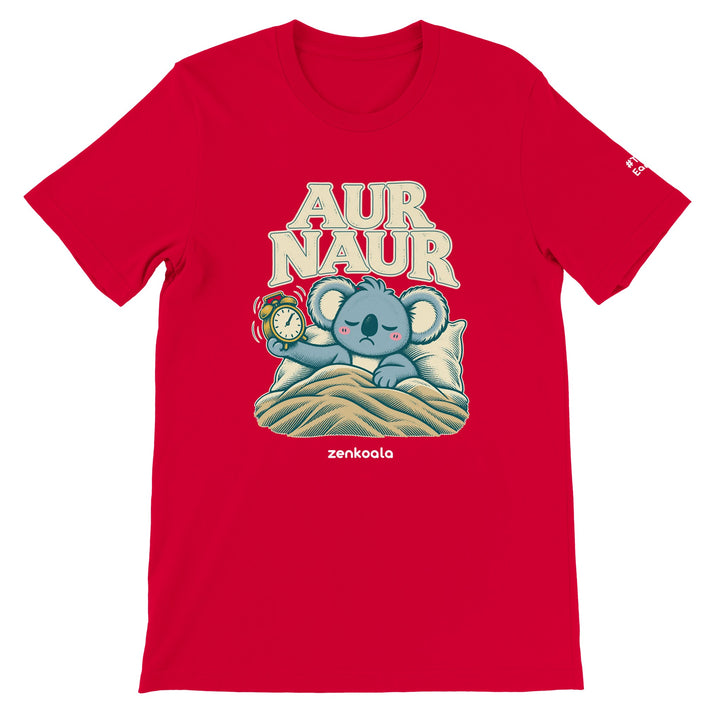 Aur Naur feel-good tee in red, Zen Koala Australia