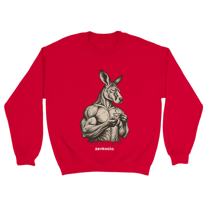 Buff Roo Teacup feel-good sweatshirt in red, Zen Koala Australia