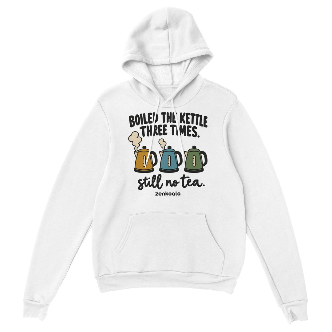 Boiled the Kettle Three Times feel-good hoodie in white, Zen Koala Australia