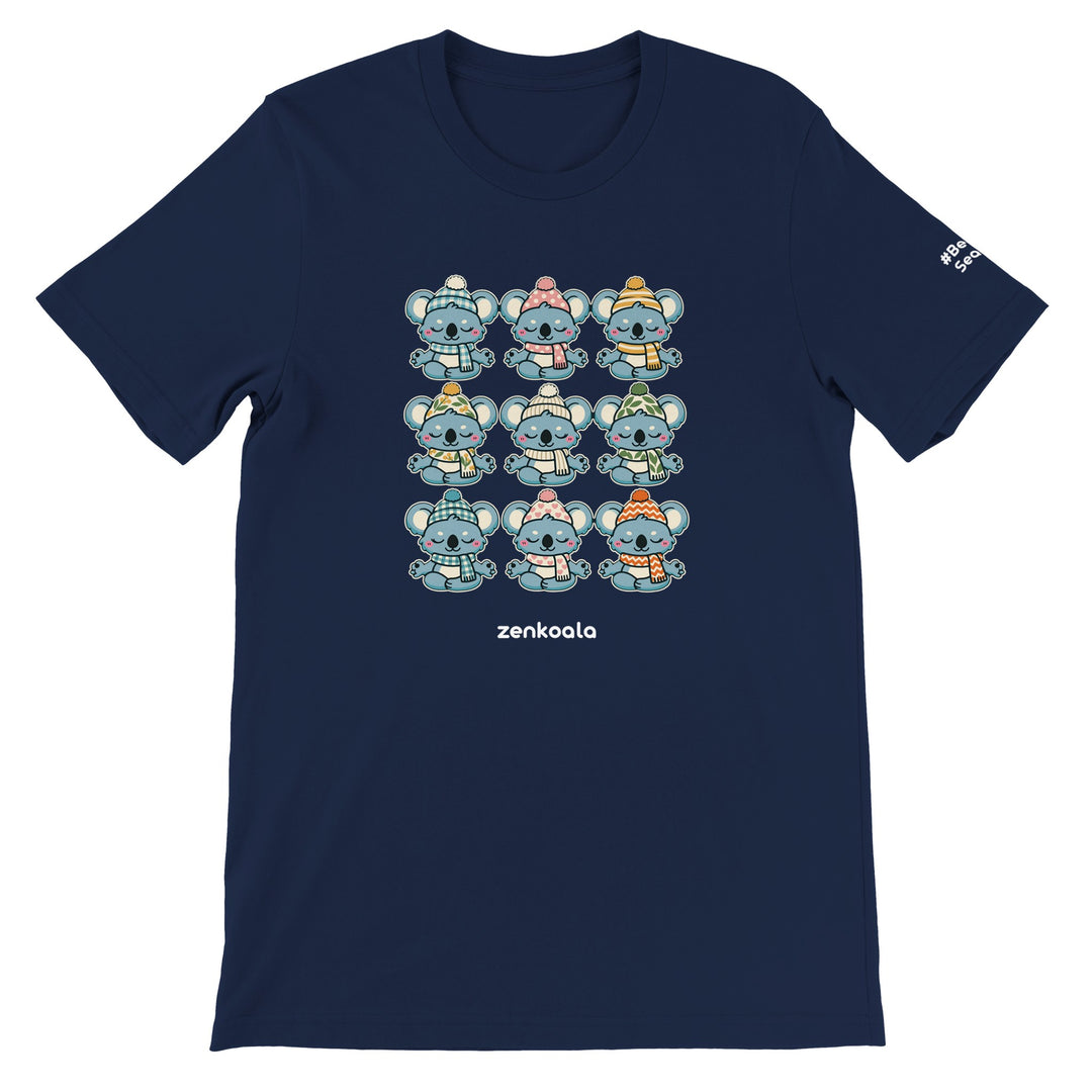 Koala Beanie Club feel-good tee in navy, Zen Koala Australia
