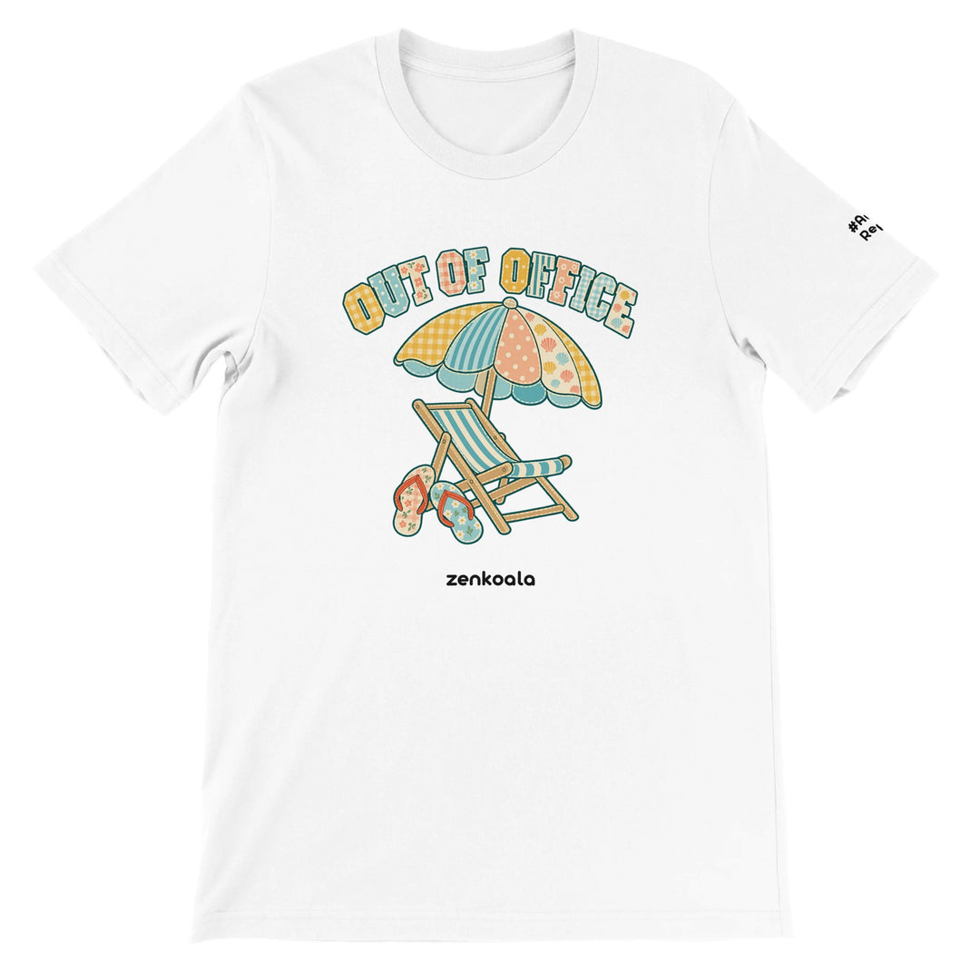 Out of Office Beach feel-good tee in white, Zen Koala Australia