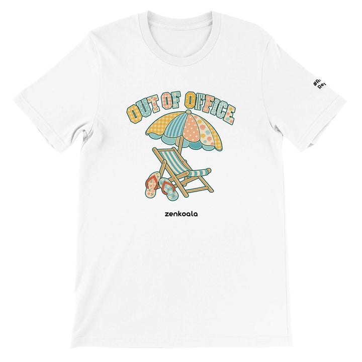 Out of Office Beach feel-good tee in white, Zen Koala Australia