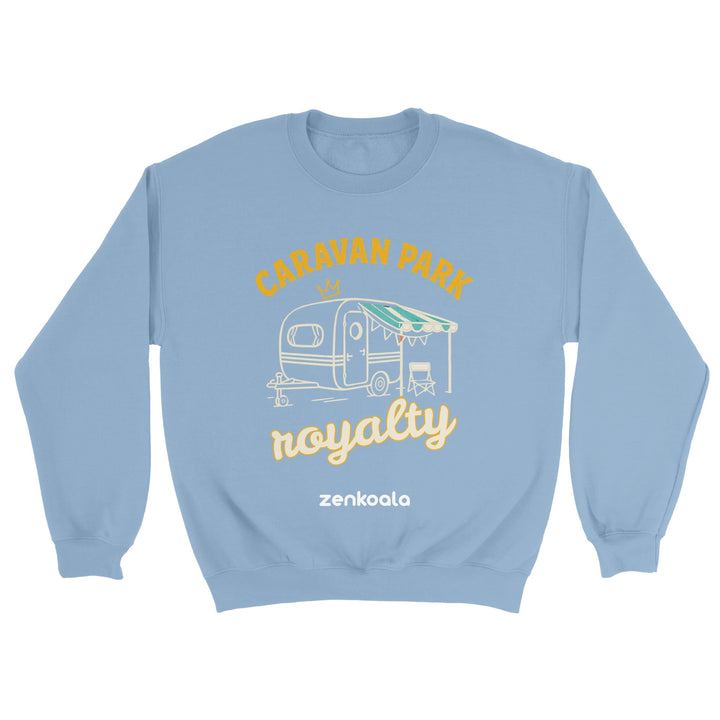 Caravan Park Royalty feel-good sweatshirt in light blue — Zen Koala Australia