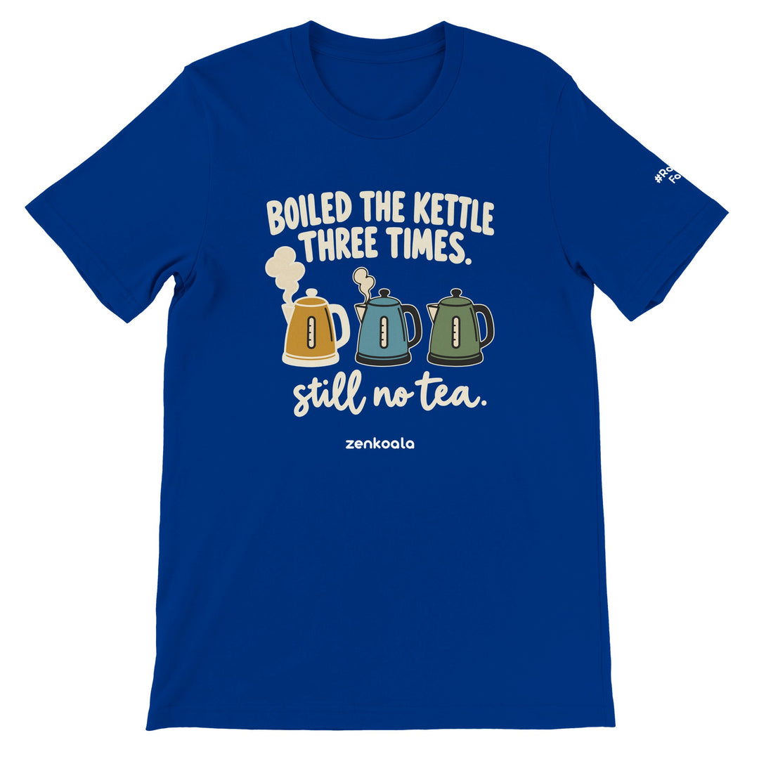 Boiled the Kettle Three Times feel-good tee in true royal, Zen Koala Australia