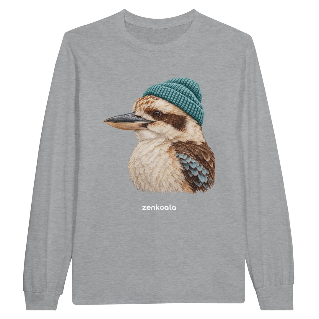 Kookaburra Beanie feel-good long sleeve tee in sports grey, Zen Koala Australia