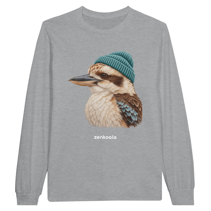 Kookaburra Beanie feel-good long sleeve tee in sports grey, Zen Koala Australia