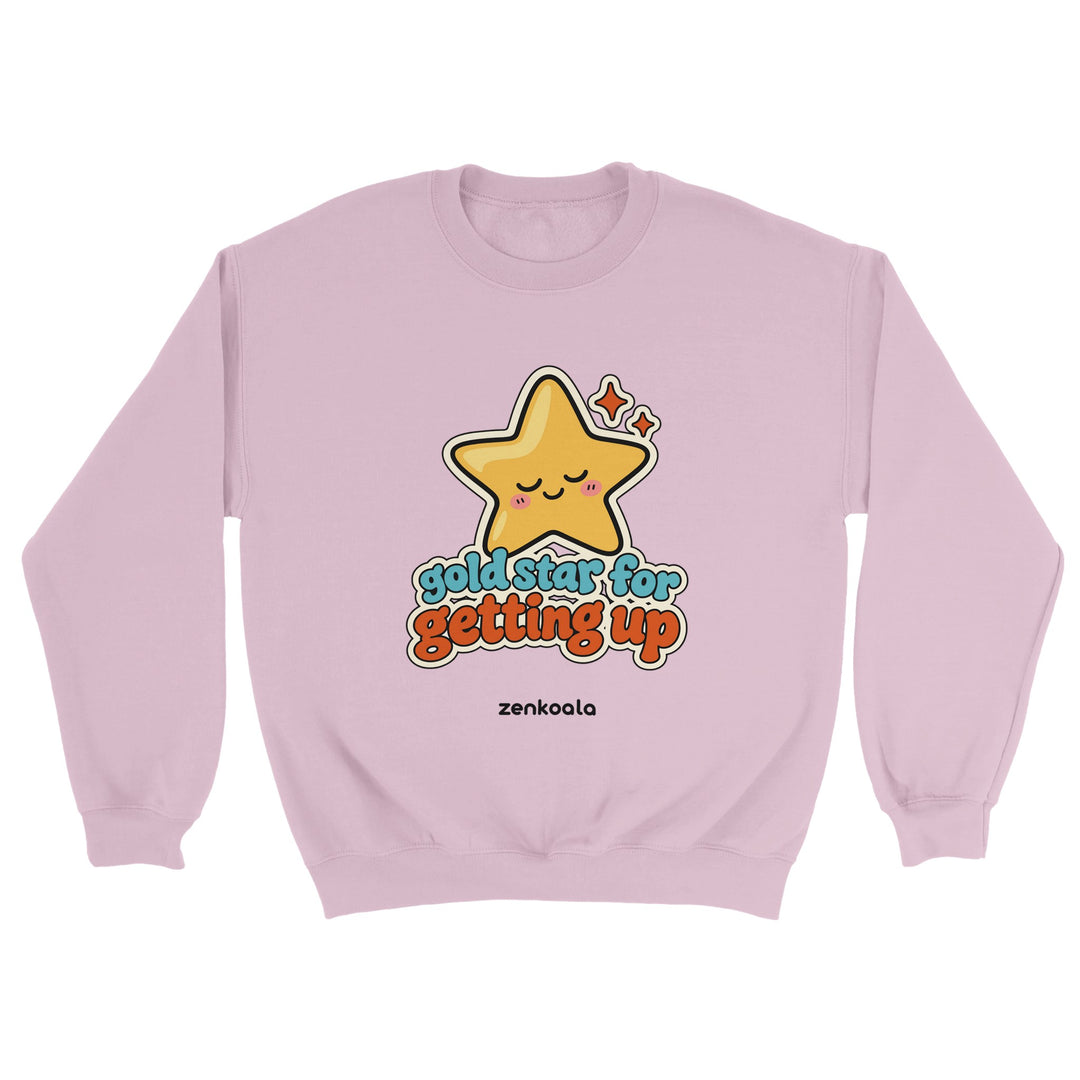 Gold Star for Getting Up feel-good sweatshirt in light pink, Zen Koala Australia