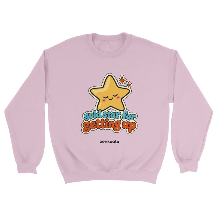 Gold Star for Getting Up feel-good sweatshirt in light pink, Zen Koala Australia