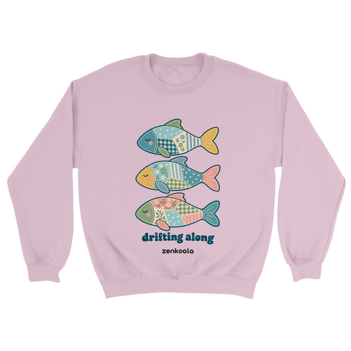 Drifting Along Fish feel-good sweatshirt in light pink, Zen Koala Australia