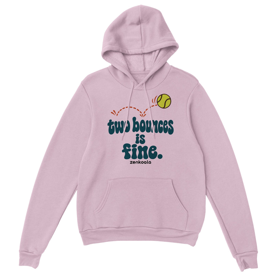Two Bounces Is Fine feel-good hoodie in light pink, Zen Koala Australia
