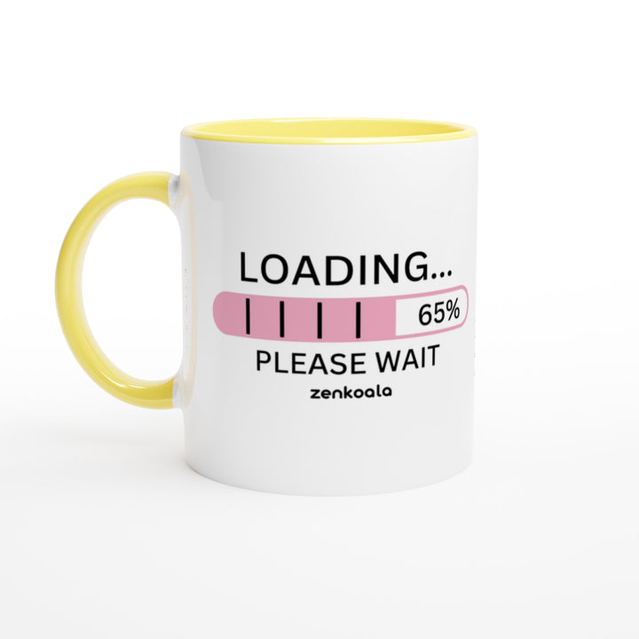 Loading mug in yellow: white with a yellow rim, inside and handle, Zen Koala Australia