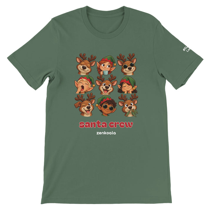 Santa Crew feel-good tee in military green, Zen Koala Australia