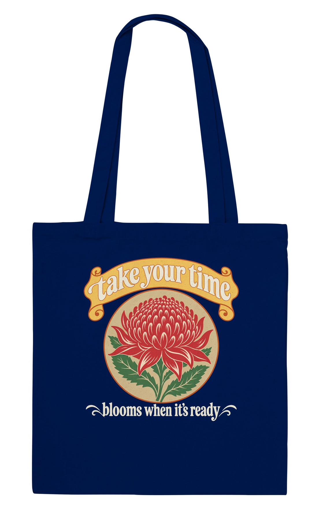 Take Your Time feel-good tote bag in navy, Zen Koala Australia