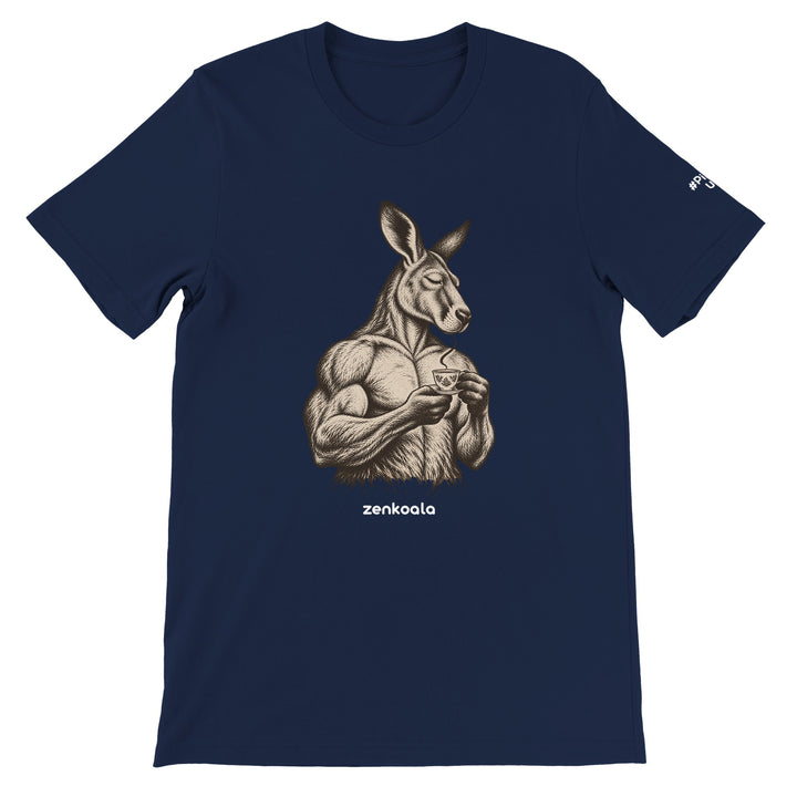 Buff Roo Teacup feel-good tee in navy, Zen Koala Australia