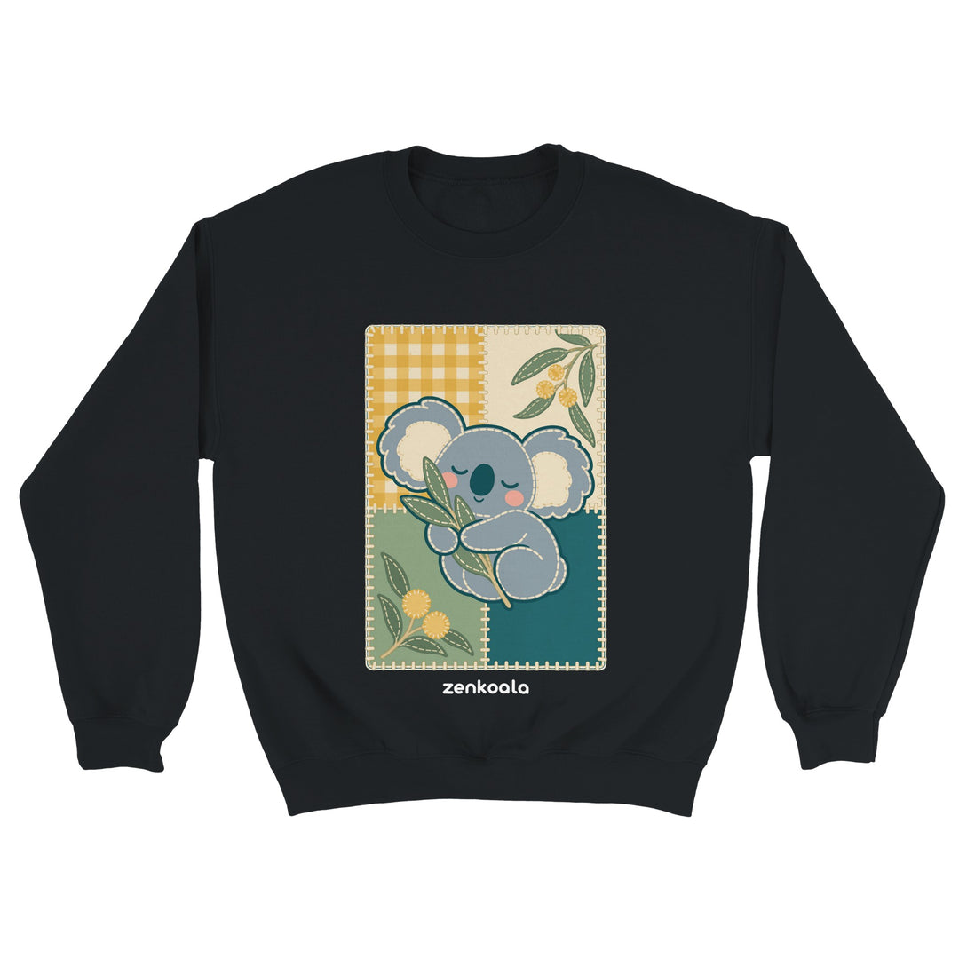 Koala Quilt feel-good sweatshirt in black, Zen Koala Australia