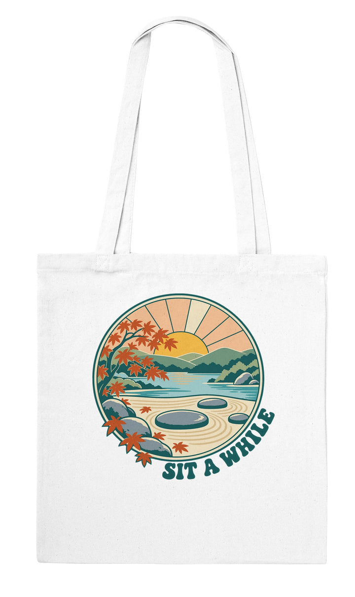 Zen Garden Sit a While feel-good tote bag in white, Zen Koala Australia