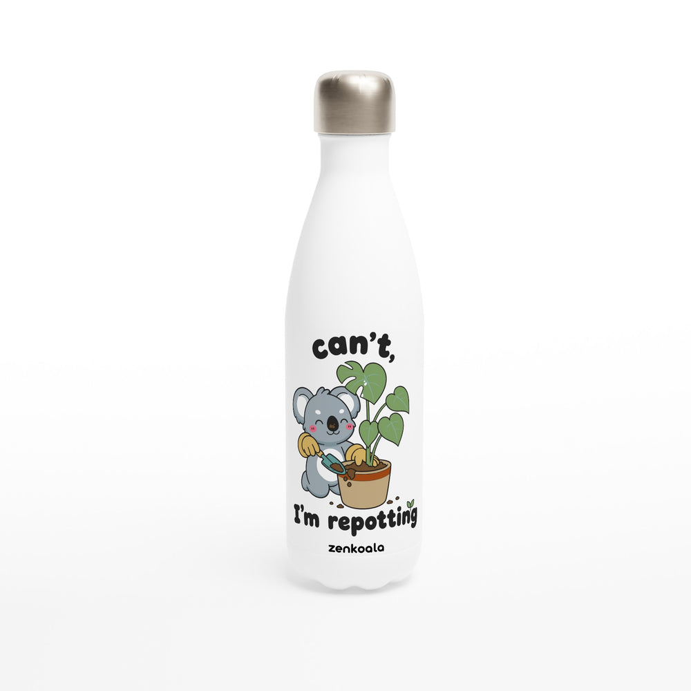 Can't, I'm Repotting Koala feel-good water bottle: a koala repotting a happy monstera, Zen Koala Australia