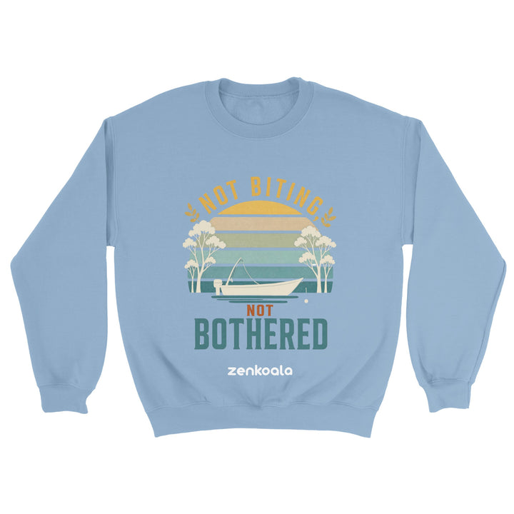 Not Biting Not Bothered feel-good sweatshirt in light blue — Zen Koala Australia