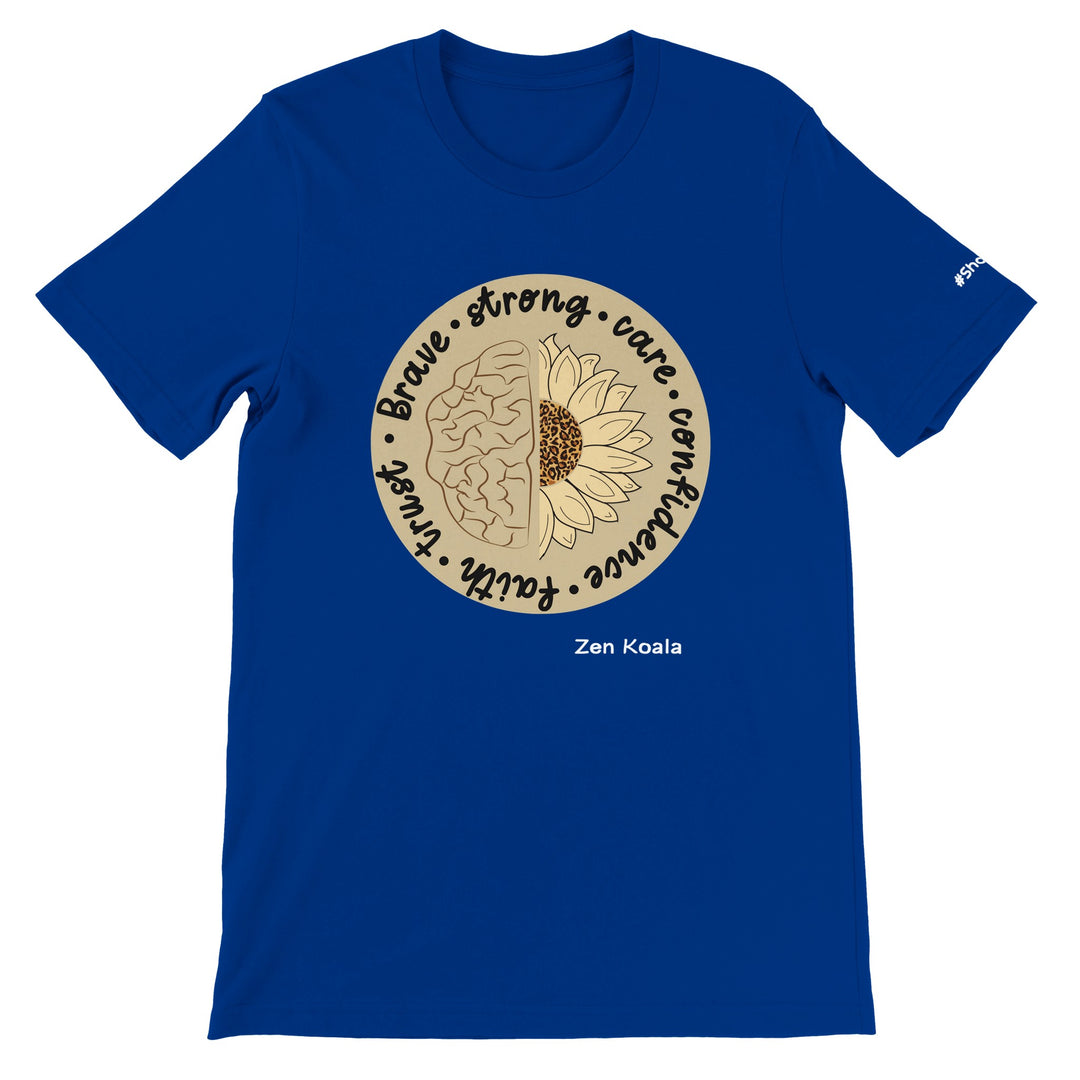 Be Brave feel-good t-shirt in true royal blue — Zen Koala Australia