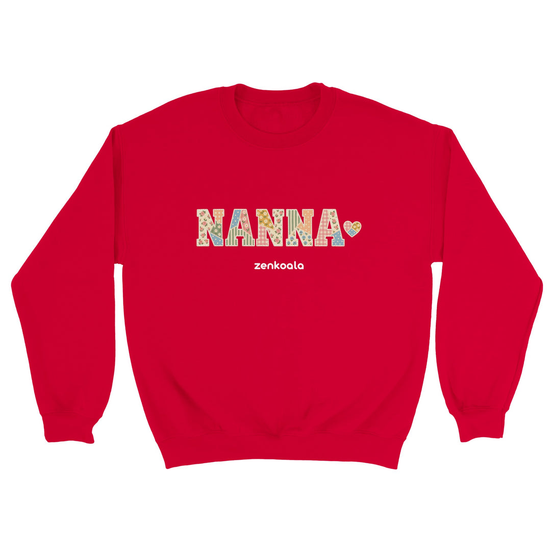 Nanna Faux Patchwork feel-good sweatshirt in red, Zen Koala Australia