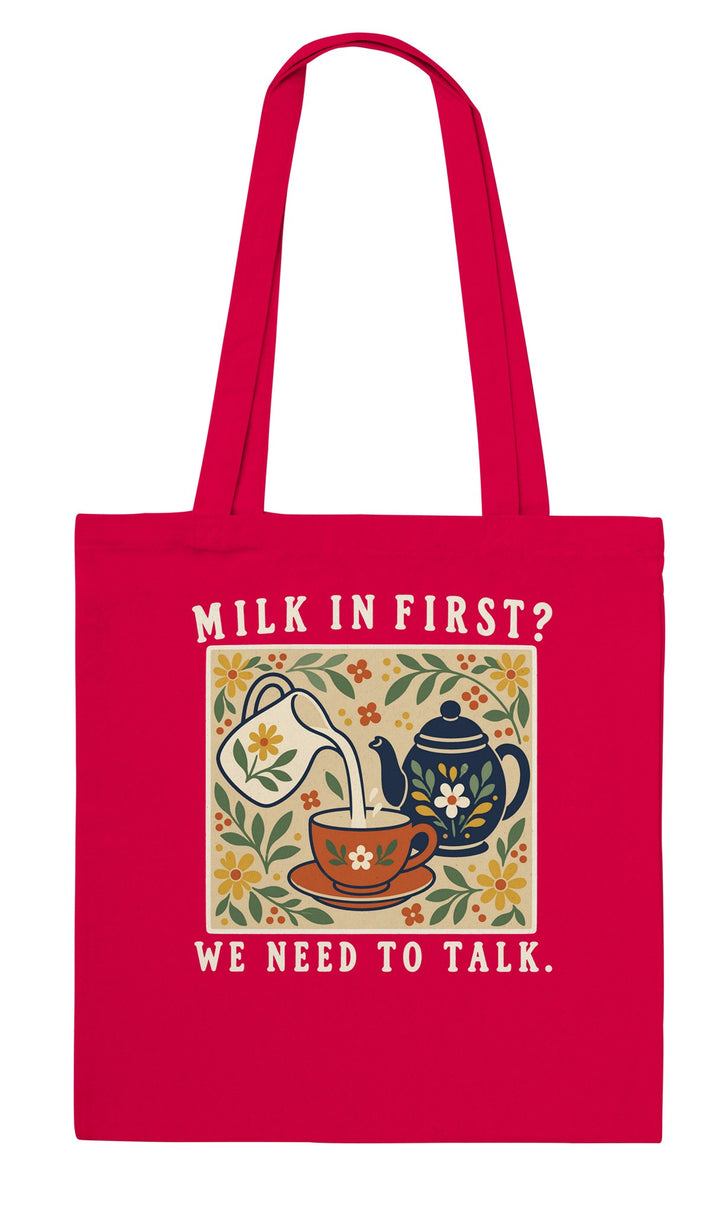 Milk in First feel-good tote bag in red, Zen Koala Australia