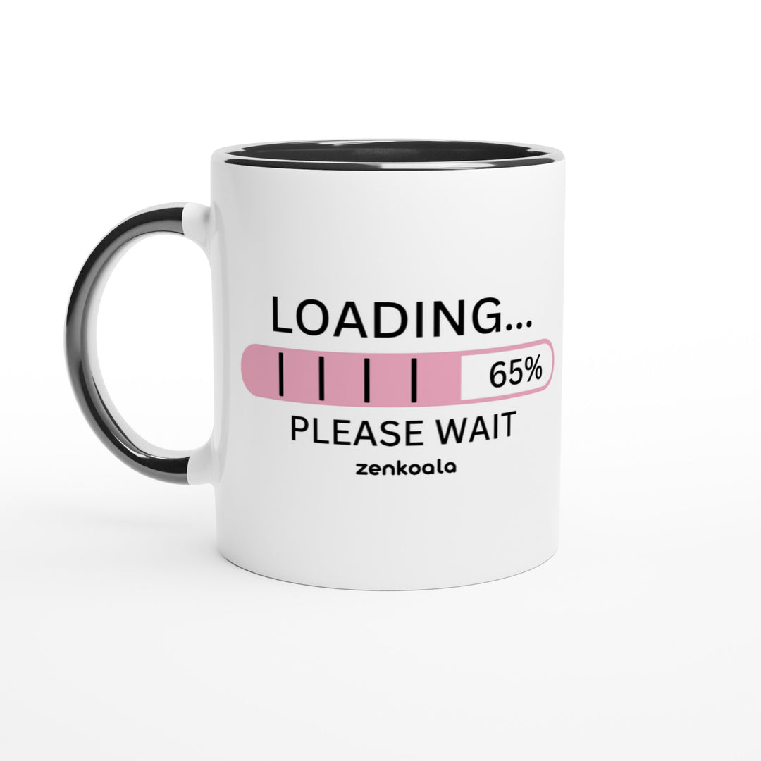 Loading mug in black: white with a black rim, inside and handle, Zen Koala Australia