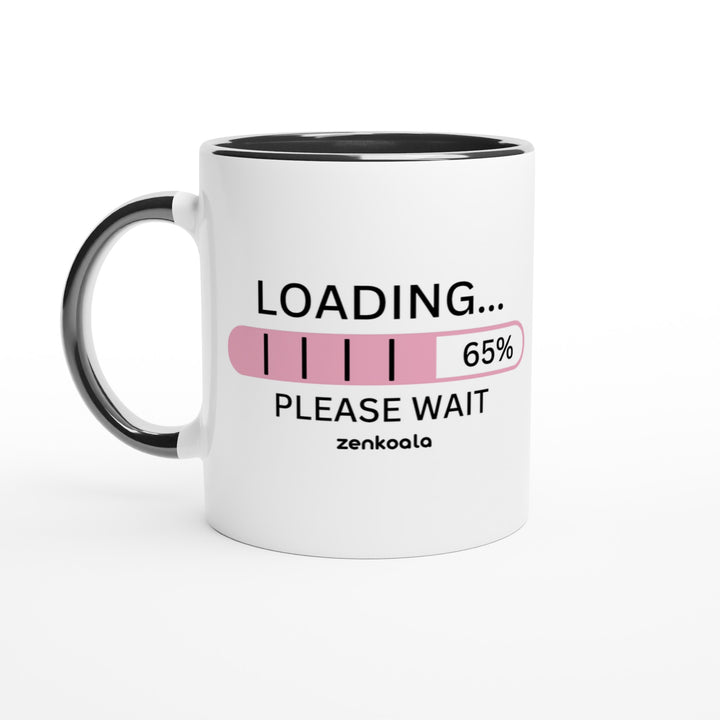 Loading mug in black: white with a black rim, inside and handle, Zen Koala Australia
