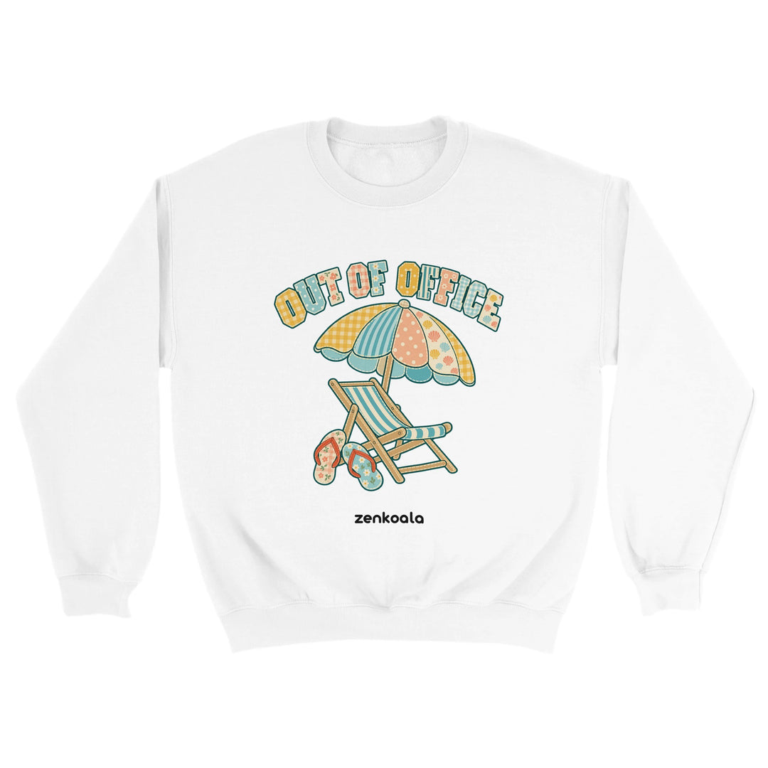 Out of Office Beach feel-good sweatshirt in white, Zen Koala Australia