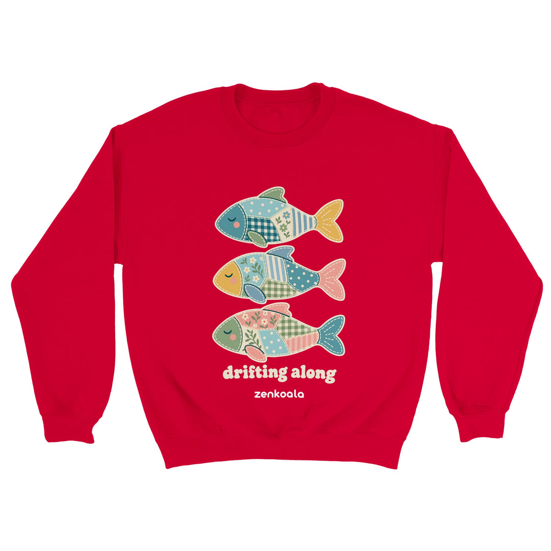 Drifting Along Fish feel-good sweatshirt in red, Zen Koala Australia