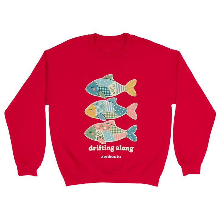Drifting Along Fish feel-good sweatshirt in red, Zen Koala Australia