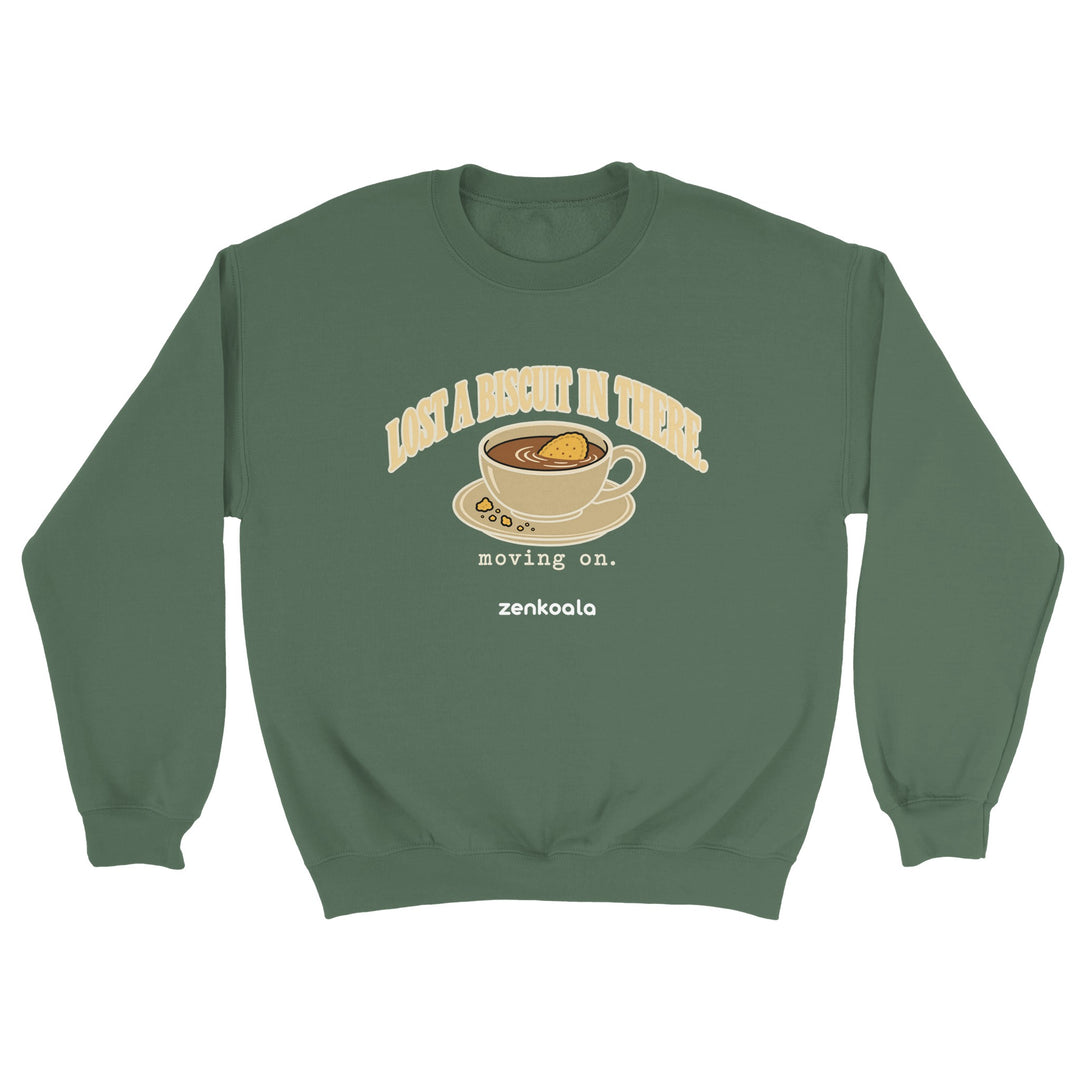 Lost a Biscuit in There feel-good sweatshirt in military green, Zen Koala Australia
