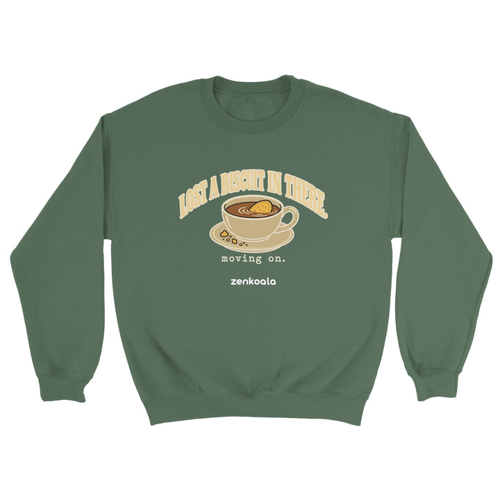 Lost a Biscuit in There feel-good sweatshirt in military green, Zen Koala Australia