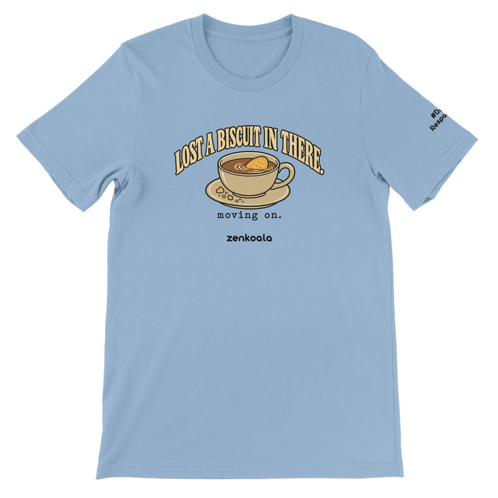 Lost a Biscuit in There feel-good tee in light blue, Zen Koala Australia