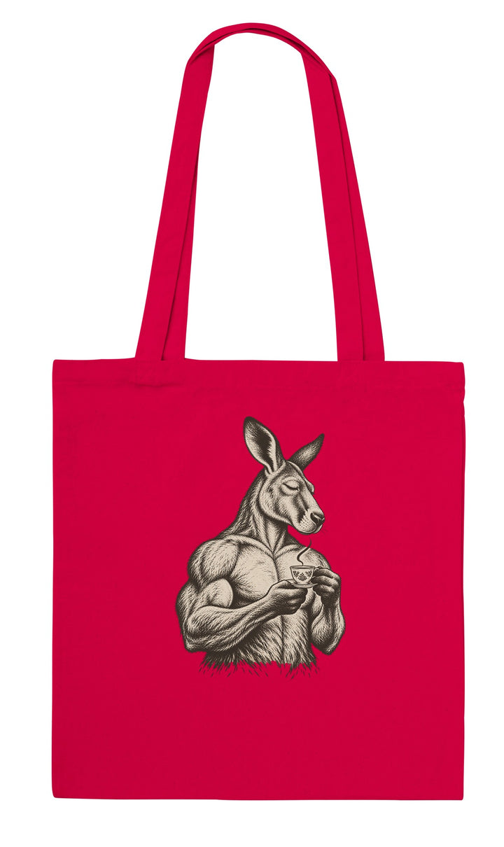 Buff Roo Teacup feel-good tote bag in red, Zen Koala Australia