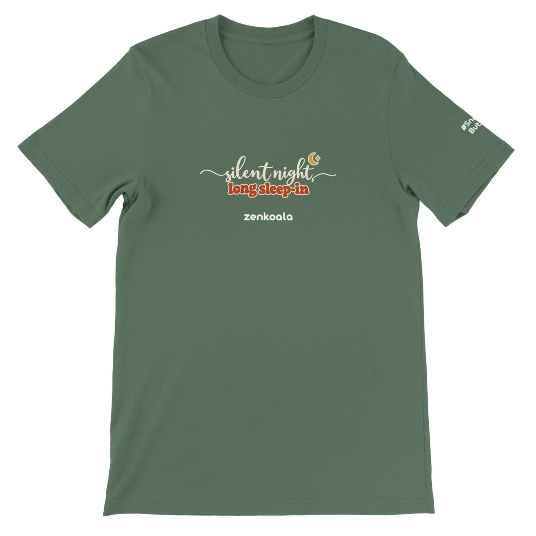 Silent Night Long Sleep-In feel-good tee in military green, Zen Koala Australia