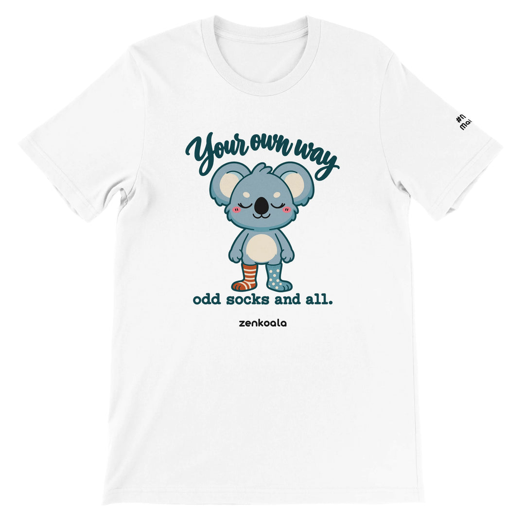 Your Own Way feel-good tee in white, Zen Koala Australia