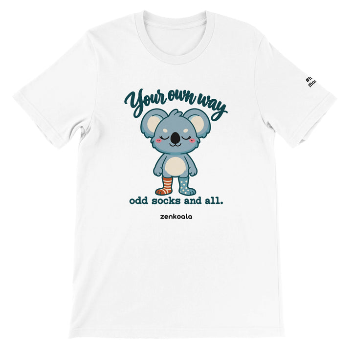 Your Own Way feel-good tee in white, Zen Koala Australia