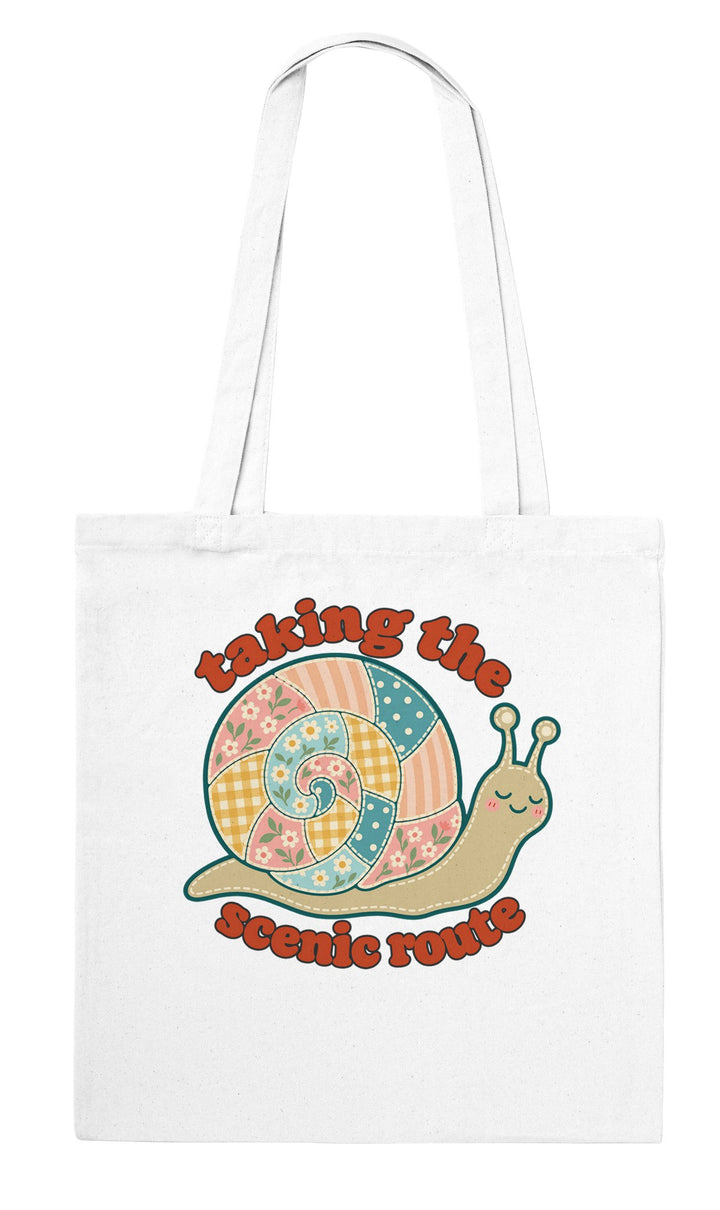 Back of the Taking the Scenic Route Snail tote bag: zenkoala.com.au, Zen Koala Australia