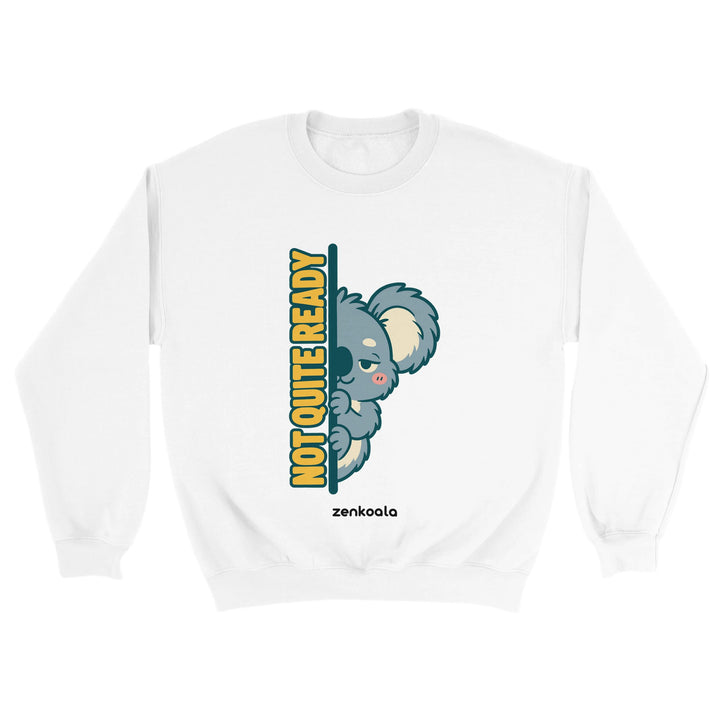 Not Quite Ready feel-good sweatshirt in white, Zen Koala Australia