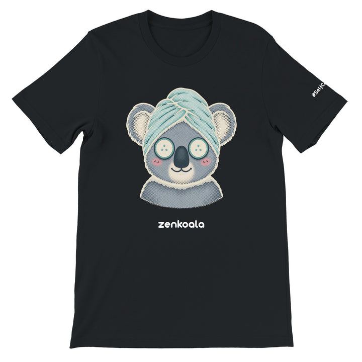 Koala Spa Day feel-good tee in black — Zen Koala Australia