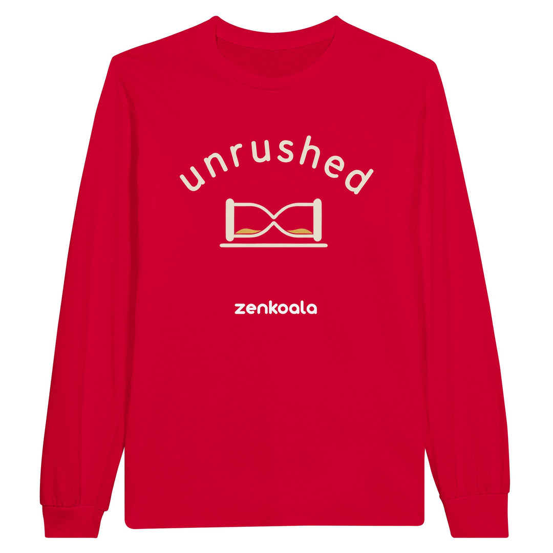 Unrushed long sleeve tee in red — Zen Koala Australia