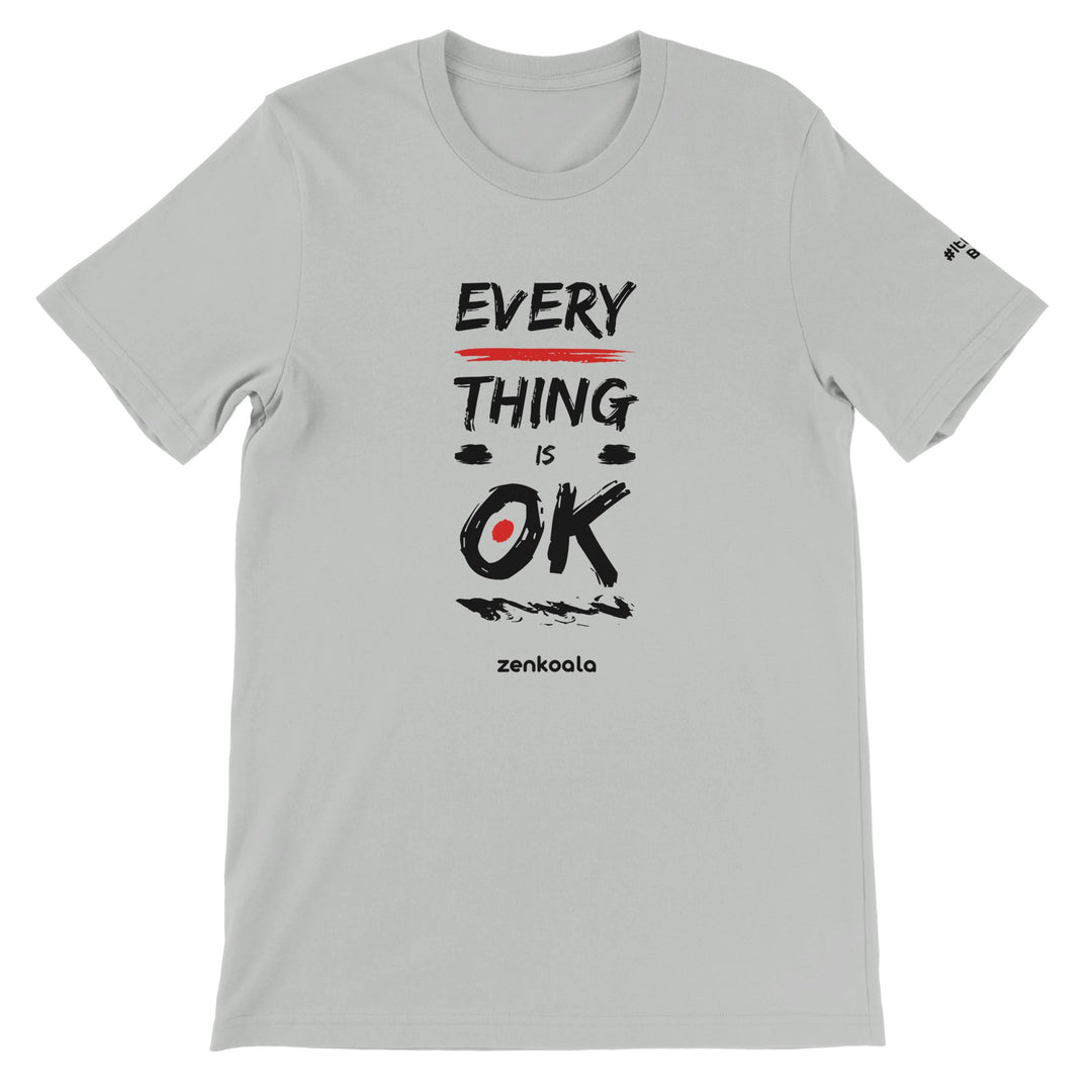 Everything is OK feel-good tee in silver, Zen Koala Australia