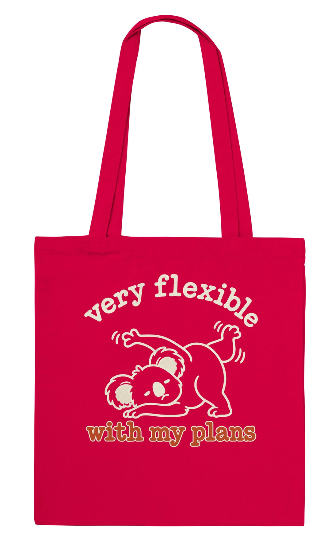 Very Flexible With My Plans feel-good tote bag in red, Zen Koala Australia