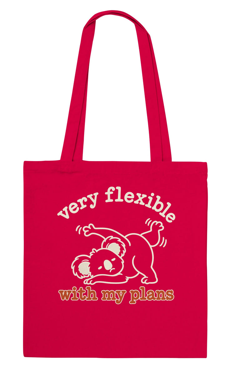 Very Flexible With My Plans feel-good tote bag in red, Zen Koala Australia