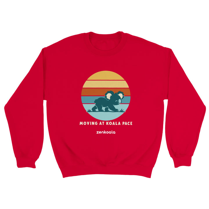 Moving at Koala Pace feel-good sweatshirt in red, Zen Koala Australia