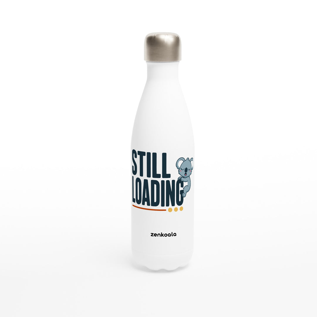 Still Loading Koala feel-good water bottle: a sleepy koala hanging off the letters, Zen Koala Australia