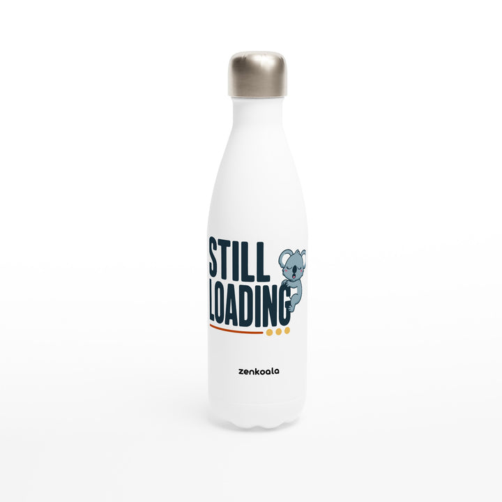 Still Loading Koala feel-good water bottle: a sleepy koala hanging off the letters, Zen Koala Australia
