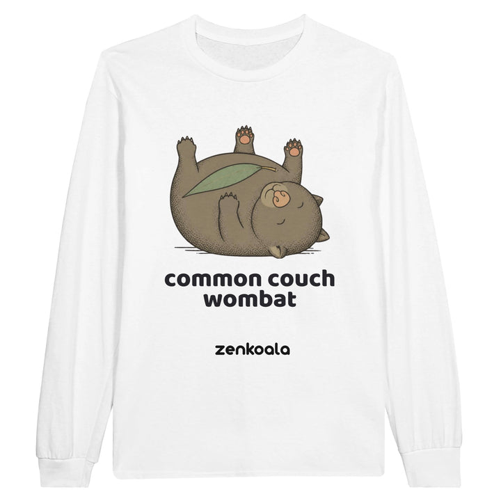 Common Couch Wombat long sleeve tee in white — Zen Koala Australia