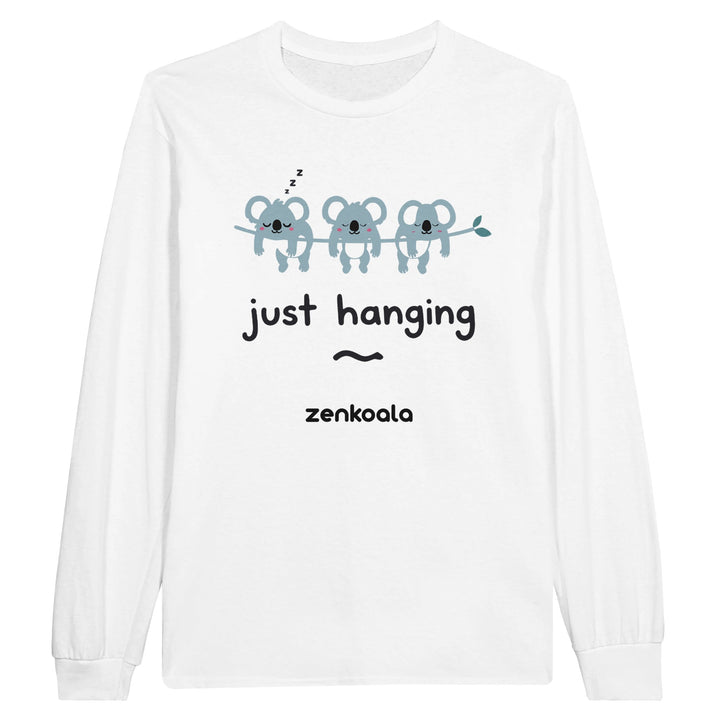 Just Hanging long sleeve tee in white — Zen Koala Australia