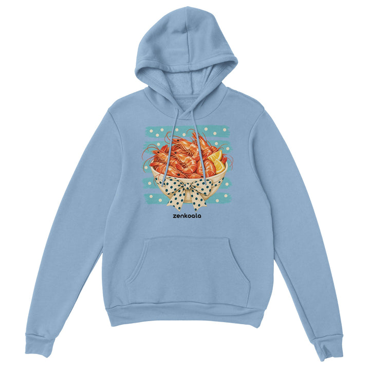 Prawns feel-good hoodie in light blue, Zen Koala Australia